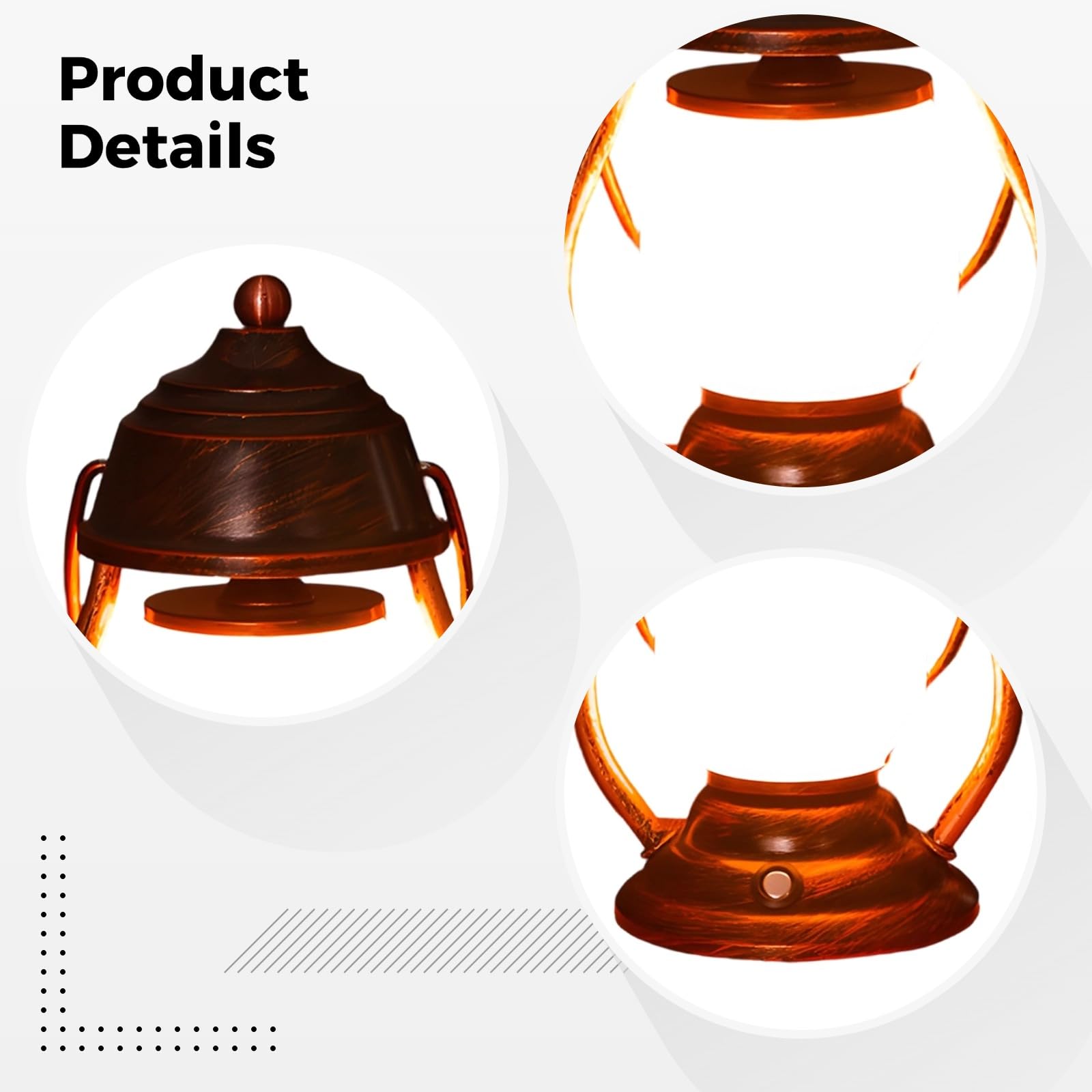 Dekoracyjna latarnia LED, 24 cm, retro, ładowalna latarnia z migoczącym płomieniem LED, lampa stołowa zasilana bateriami, żelazna artystyczna dekoracja, brąz, ciepłe światło do dekoracji domu i biura