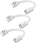 DEWENWILS 1 Cordon d'extension de pied, Fixe plate à profil bas, 3 Fil à la terre, SJT 14 AWG Cordon d'alimentation flexible, pour usage intérieur, Noël, blanc, ETL Inscrit, paquet de 3