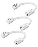 DEWENWILS 1 Ft Extension Cord with 3-Prong Flat Plug, 15A/1875W 14/3 SPT-3 Flat Wire, Space-Saving for Home Office Appliances & Electronics, ETL Certified, 3-Pack, White