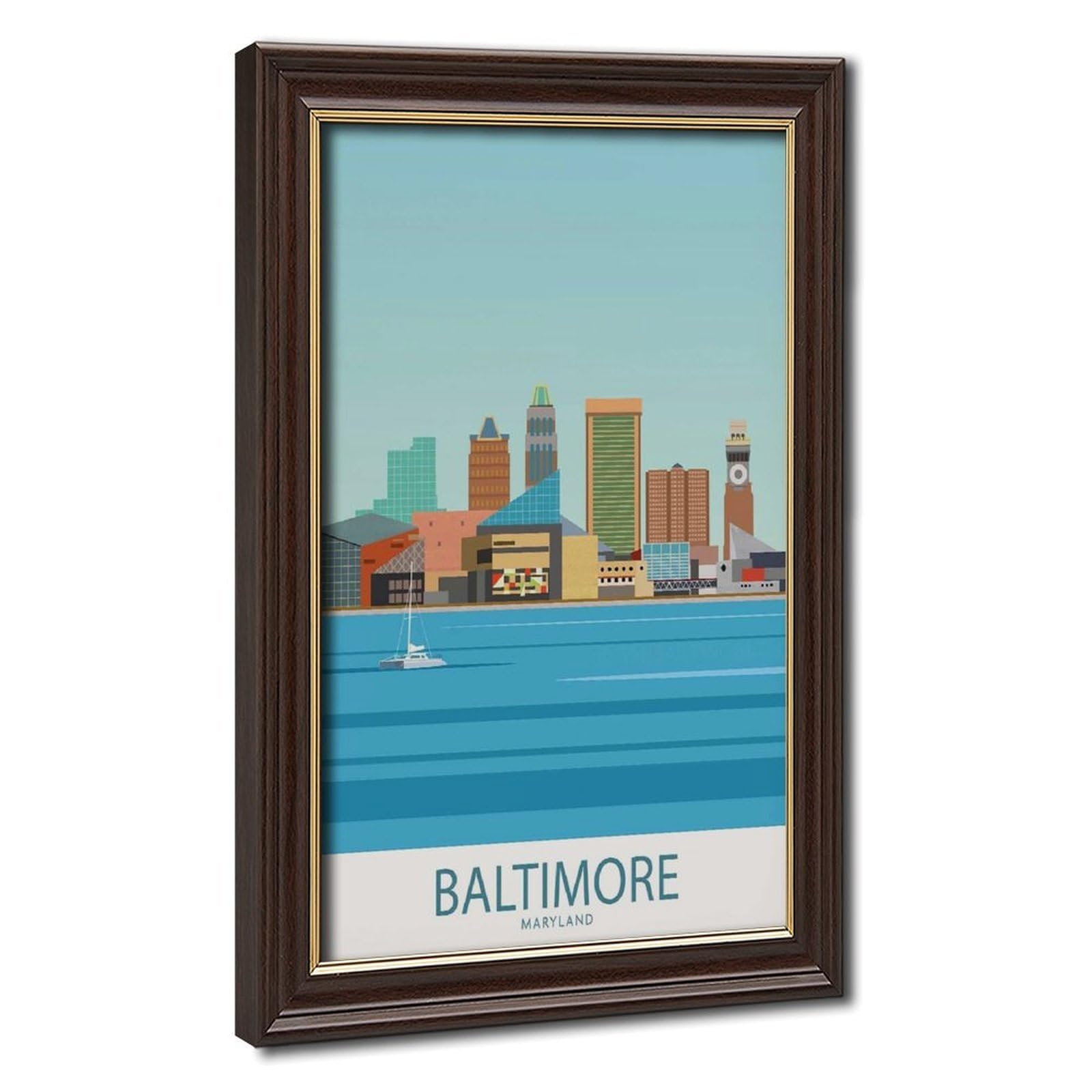 Bareronor Mokume Gane Frame-Style Baltimore Poster Canvas Poster For Office Decor Gift