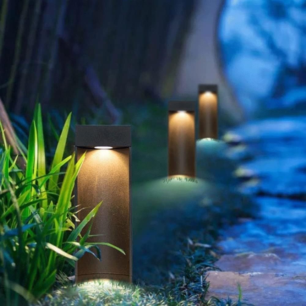 Nowoczesne minimalistyczne zewnętrzne lampy słupkowe, kwadratowa lampa kolumnowa LED do ogrodu, na taras, patio lub podwórko, filar, latarnia krajobrazowa (60 cm / 23.6in)