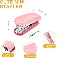 Vista 2 de Leinuosen Paquete de 6 mini grapadoras con 1000 grapas, grapadora pequeña rosa, paquete múltiple de 16 hojas de capacidad, grapas estándar con caja