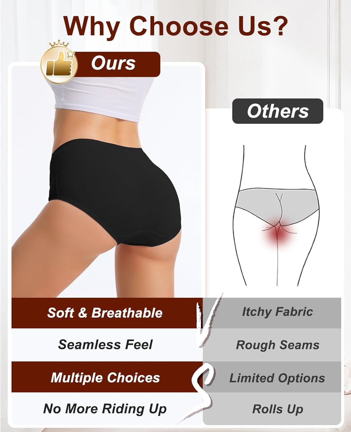 Sunm Boutique Combed Cotton Underwear for Women - High Waisted Ladies Panties, Full Coverage Stretch Soft Breathable Briefs - Image 5