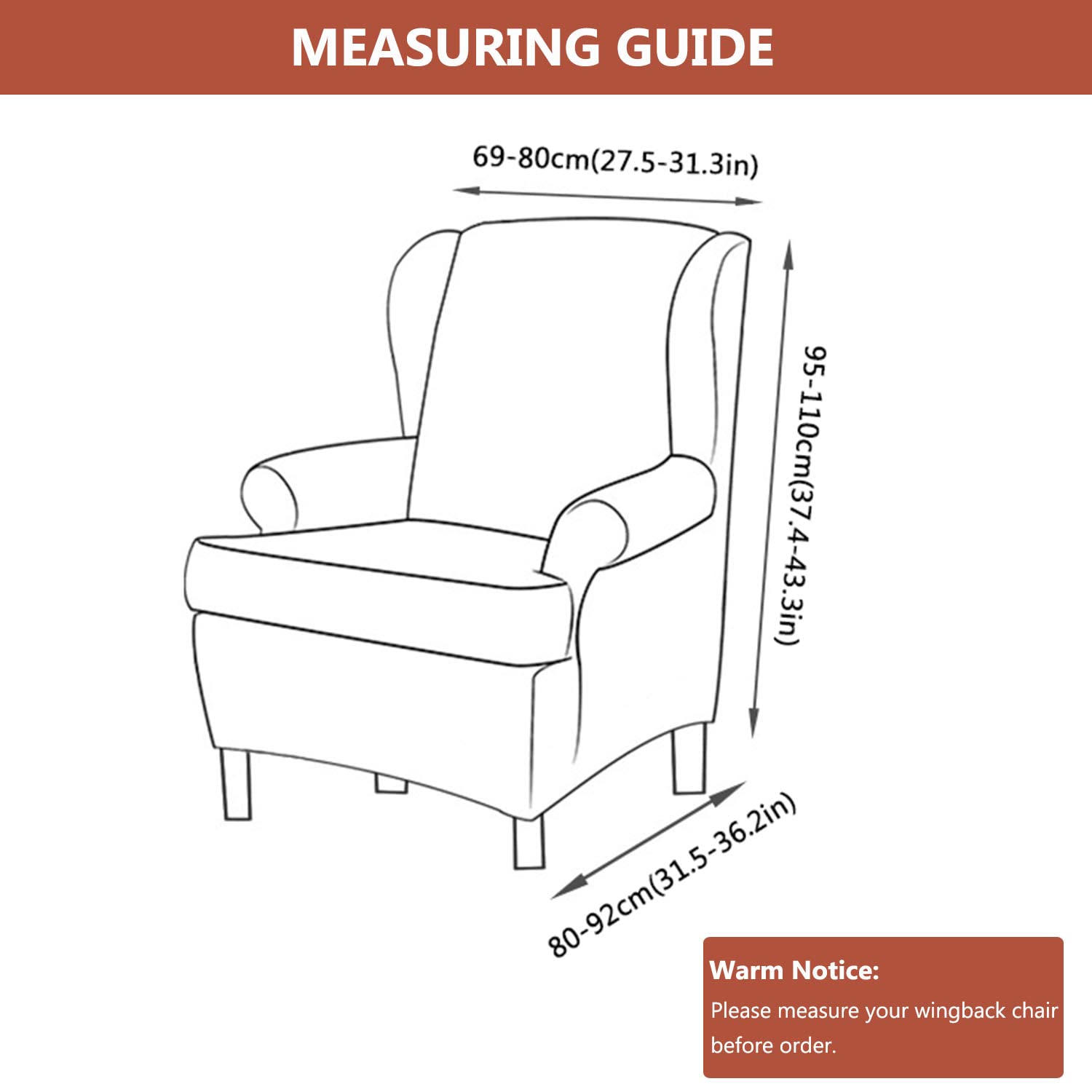 Stretch Sessel-Überwürfe Sesselschoner Sesselauflage 2 teiliger moderner Ohrensessel Überzug weicher Ohrensessel Sofabezug für Wohnzimmer und Schlafzimmer waschbar schwarz Einheitsgröße