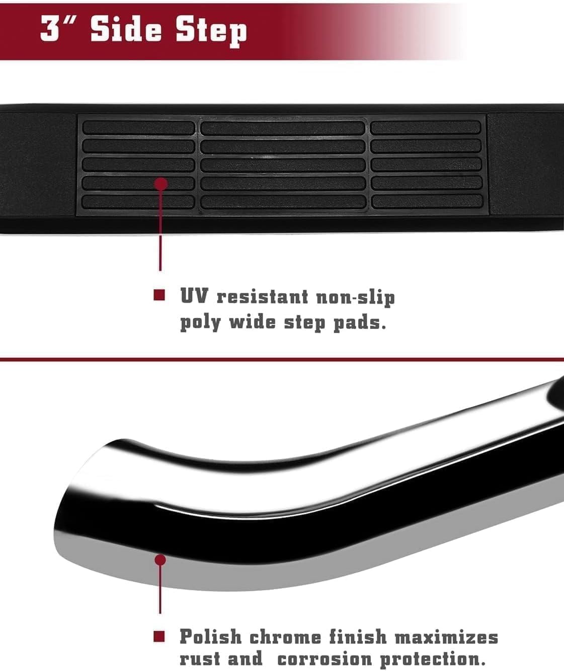 Running Boards Side Steps Compatible with 2024-2025 Toyota Tacoma Double Cab (Include Hybrid Model) 3" Stainless Steel Side Bars Step Rails Nerf Bars