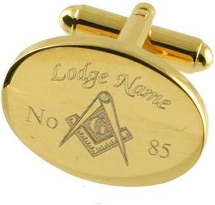 Freemason Cuff Links Engraved Masonic Lodge Name & Number Pouch