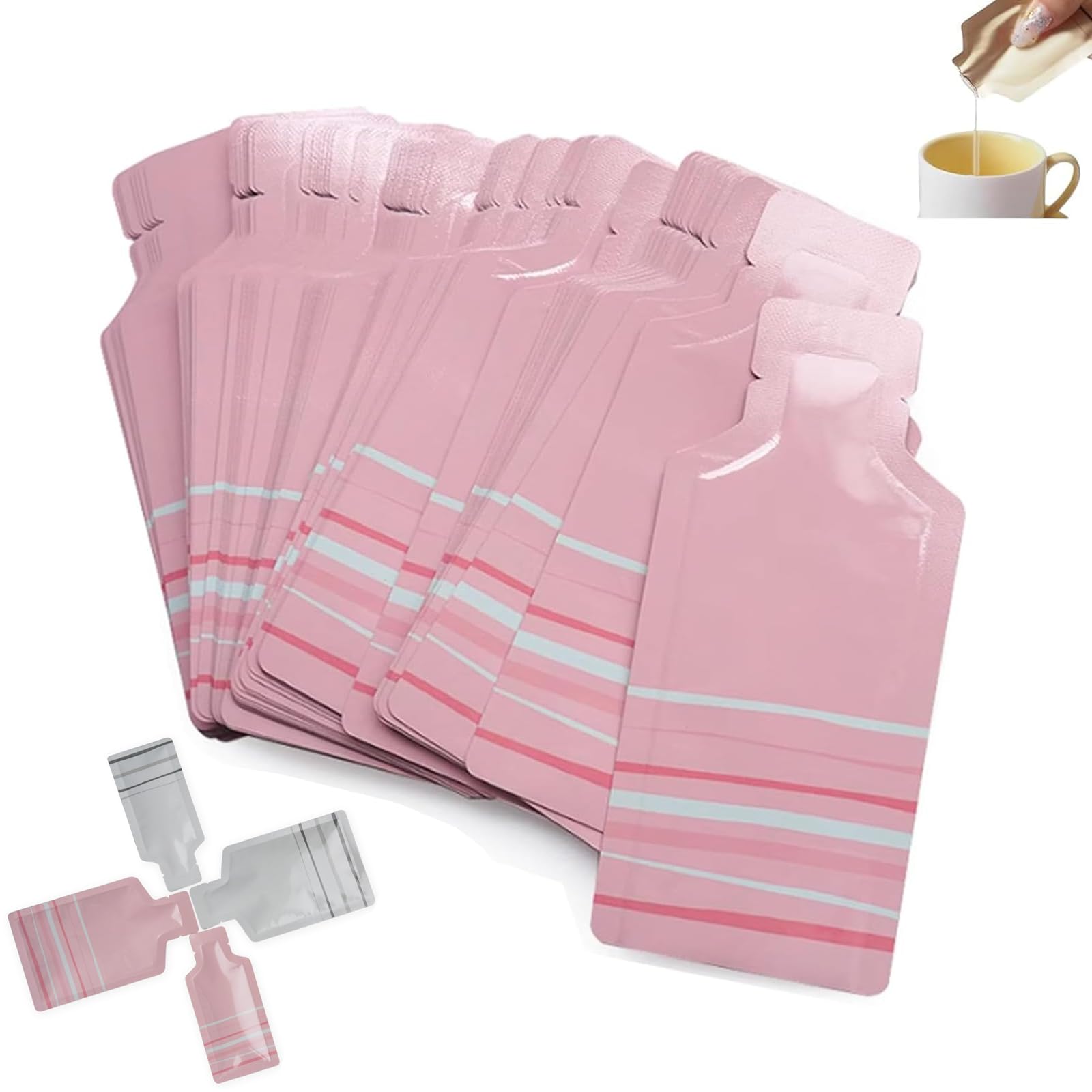 KyneLit 100 Pack Heat Sealing Shampoo Sample Pouches, Portable Heat Sealing Pouches,Travel Toiletry Liquid Pouches Containers Vacuum Storage Bags (Pink,5x11cm) โ image 1