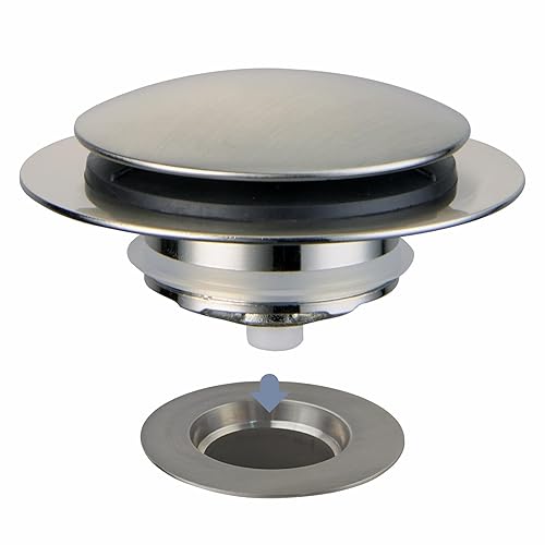 Brushed Bathtub Drain Stopper,Universal Pop Up Bath Drain, Hidrop Tip