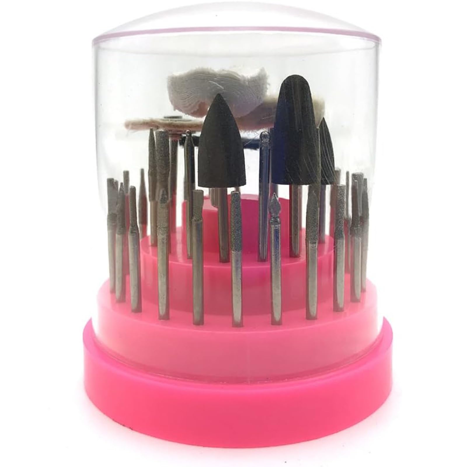 THE WHITE SHOP 40 PCS low Speed Micro Polishing Drill Bits Include Tungsten Carbide Burr, Silicone Polishers, Diamond Burs, Hair Brush (Size : PINK)