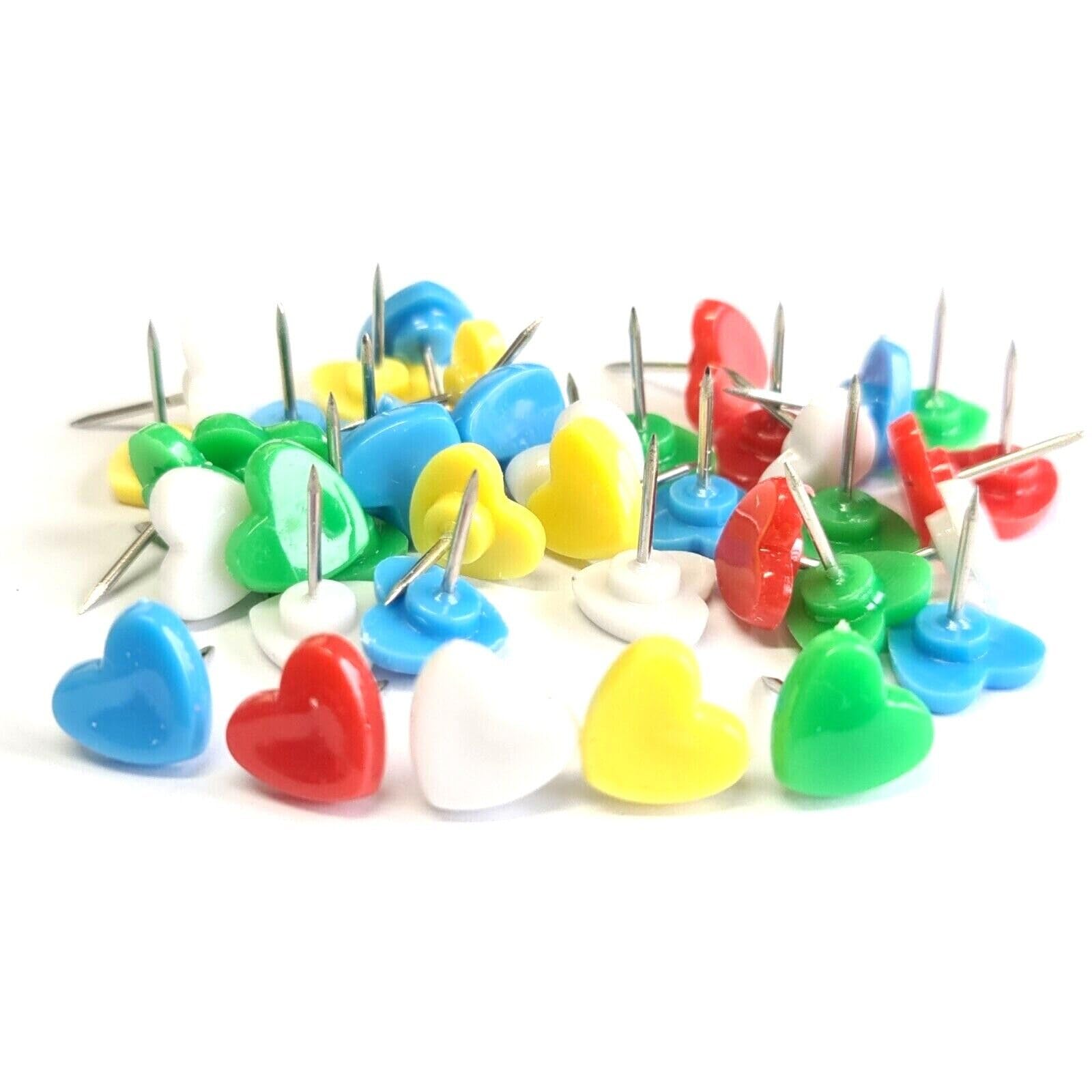 Heart Shaped Push Pins Thumb Map Tacks Strong Push Pin Cork Board Pins Coloured 15x12mm (3840)