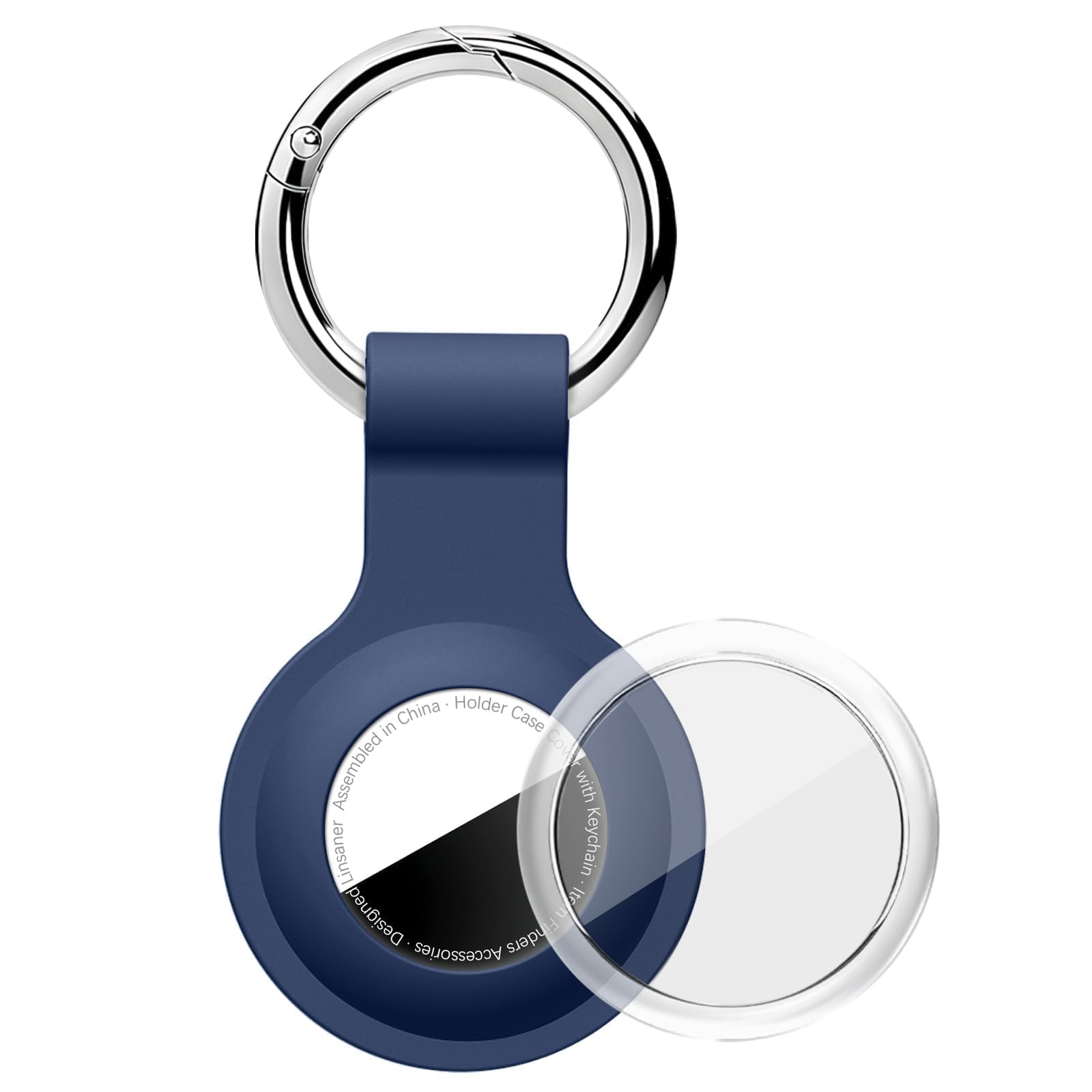 Linsaner [ 1 Pack ] for Air Tag Holder Case, Full Body Shockproof Silicone Cover with Clear Front for AirTag 1st & 2nd Gen, Keys, Luggage, Pet Collar