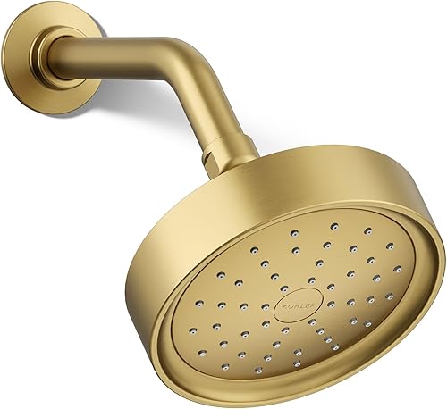 KOHLER 965-AK-2MB Purist - Cabezal de ducha de una sola función, cabezal de ducha de alta presión para montaje en pared, 2.5 GPM, latón moderno