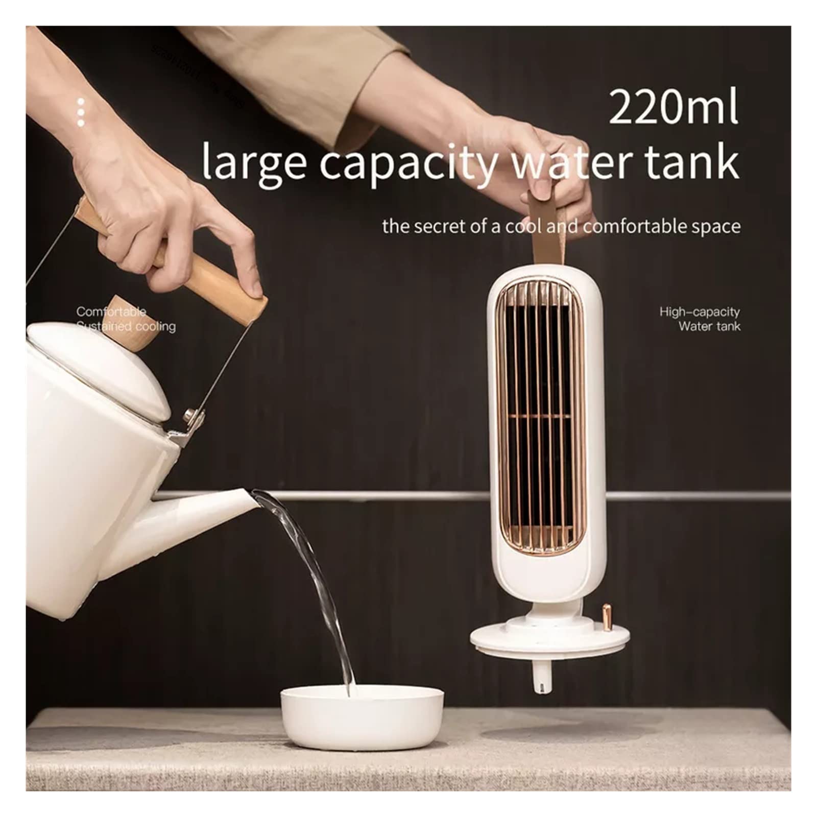 Wentylator wieżowy bezłopatkowy, Chłodnica powietrza na biurko, bezłopatkowy wentylator, nawilżacz USB, wielokolorowy(Pink)