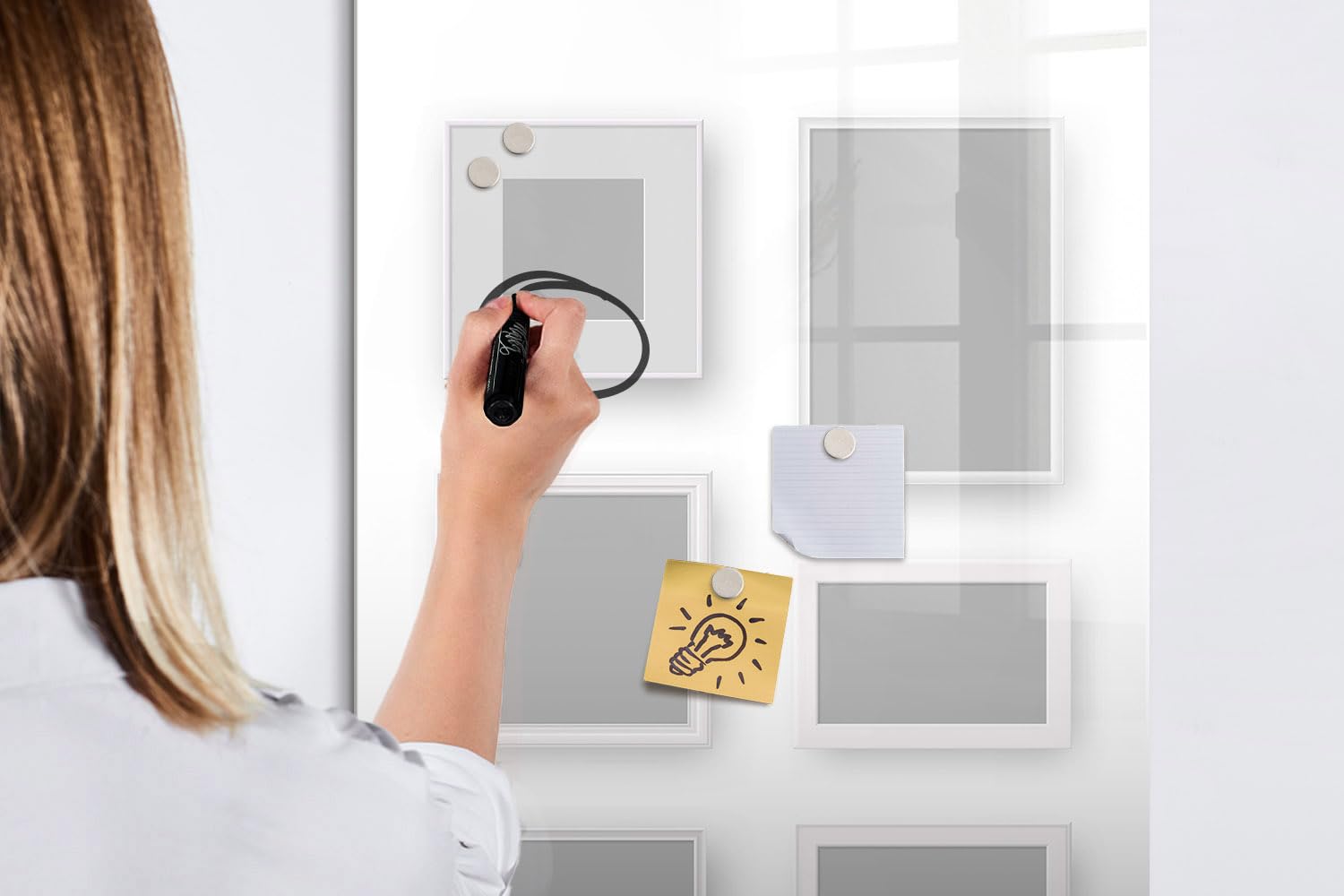 Lavagna Magnetica in Vetro con Accessori | Include Magneti Potenti, Pennarello e Gomma | Casa, Ufficio, Scuola e Creatività - 90x60 - Agenda settimanale