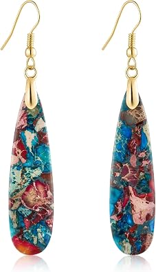 SELOVO Boho Stone Earrings for Women Trendy Teardrop Dangle Earrings Fishhook Drop Earrings