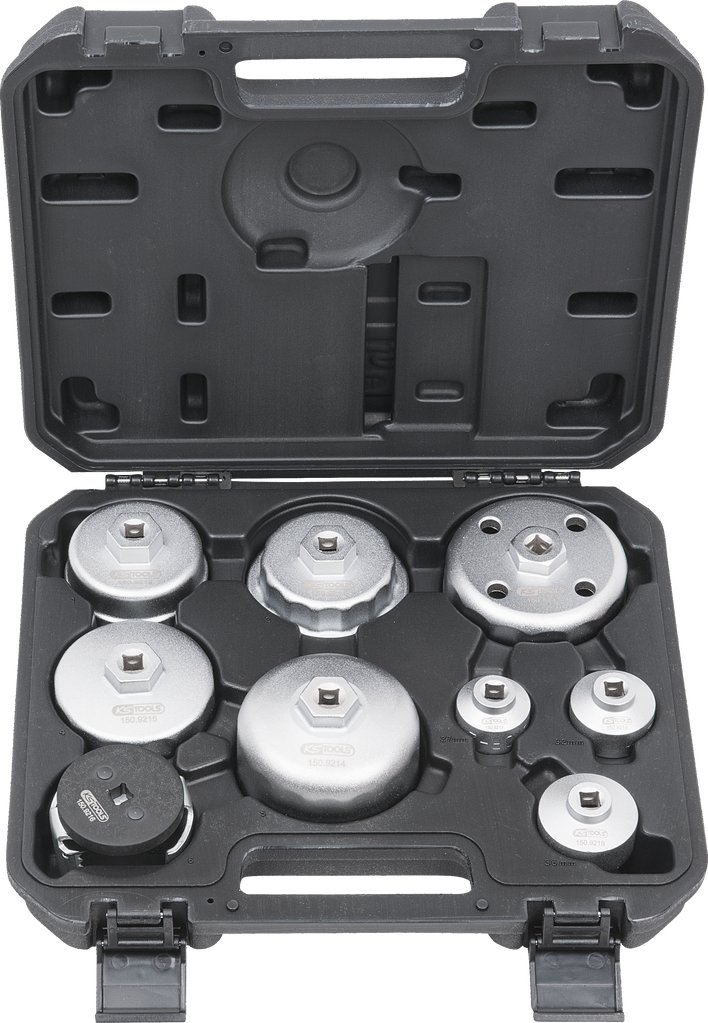 KS Tools 150.9210 Serie di chiavi per filtri olio e tappi del filtro olio, 9 pz