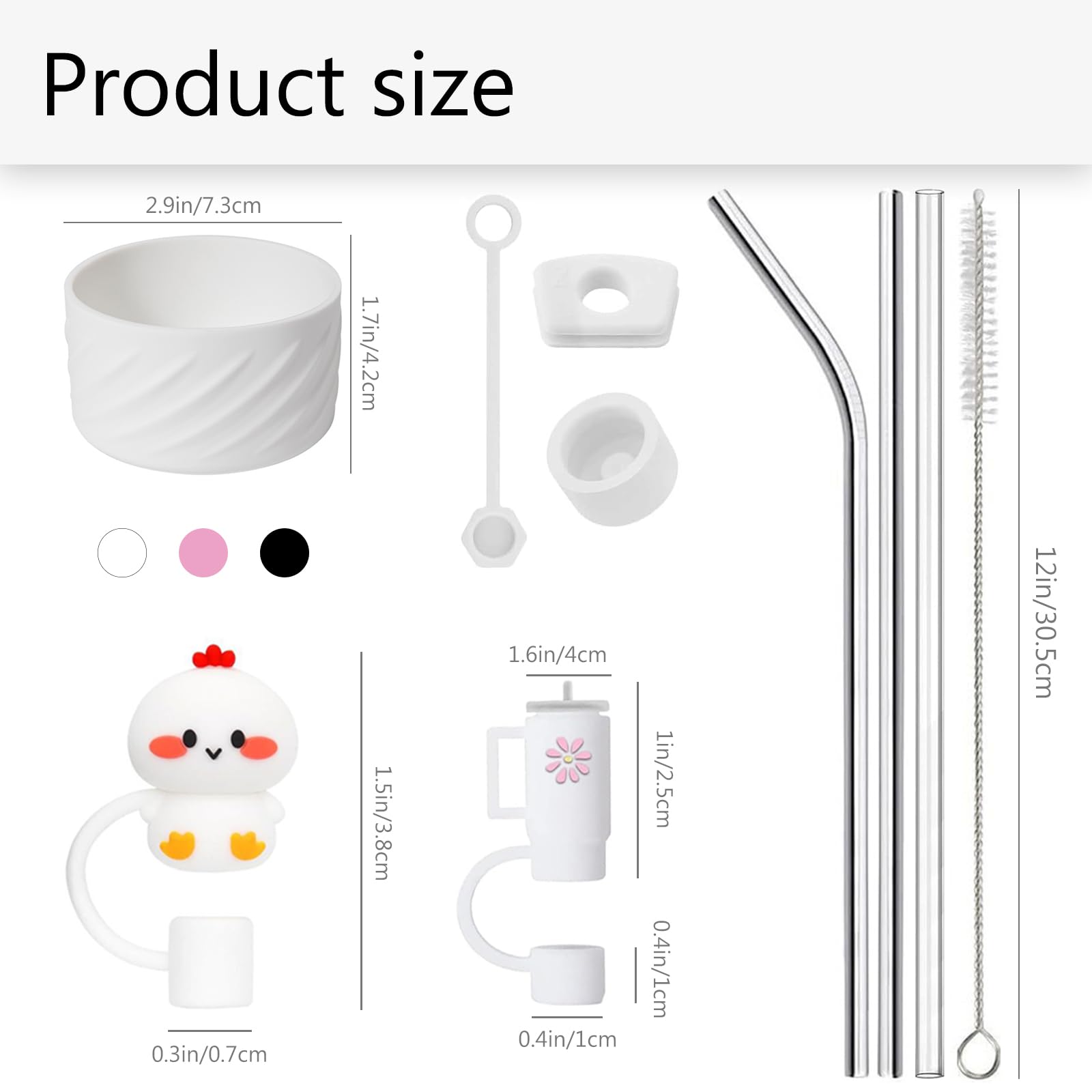 10 Couvercles De Paille En Silicone Pour Tasse Stanley - 10 Styles Mignons (Étoiles, Chat, Fraise) - Diamètre 10 Mm