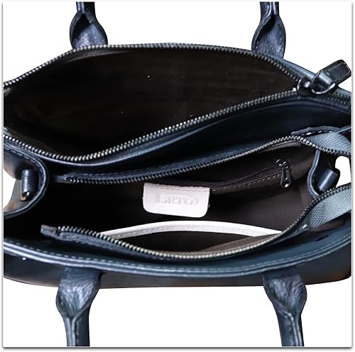 Miniatura 7 de Bolso de mano de cuero genuino con asa superior para mujer, hecho a mano, retro, bolso cruzado