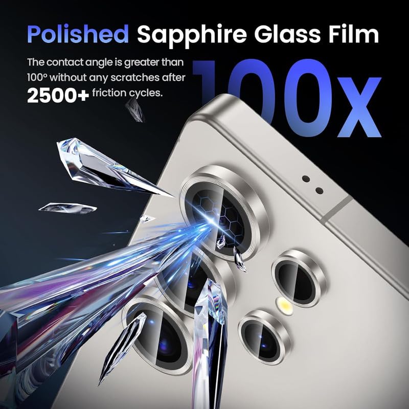 Image of Skinomi Camera Lens Protector Compatible with Samsung Galaxy S24 ultra 5G [Anti-Scratch] Premium Tempered Glass Film Aluminum Alloy Lens Ring Cover- Titanium Grey