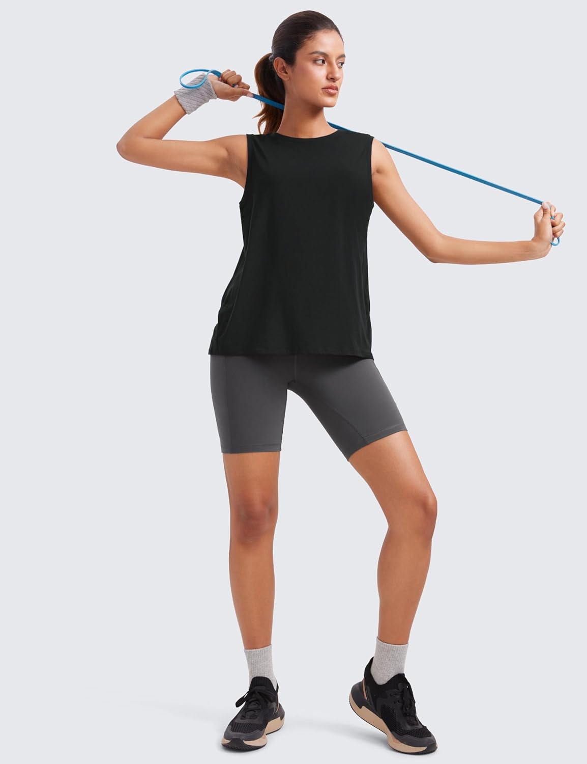 CRZ YOGA Pima Cotton High Neck Tank Basic Workout Sleeveless Tops for Women Soft Casual Athletic Yoga Shirts - Image 3