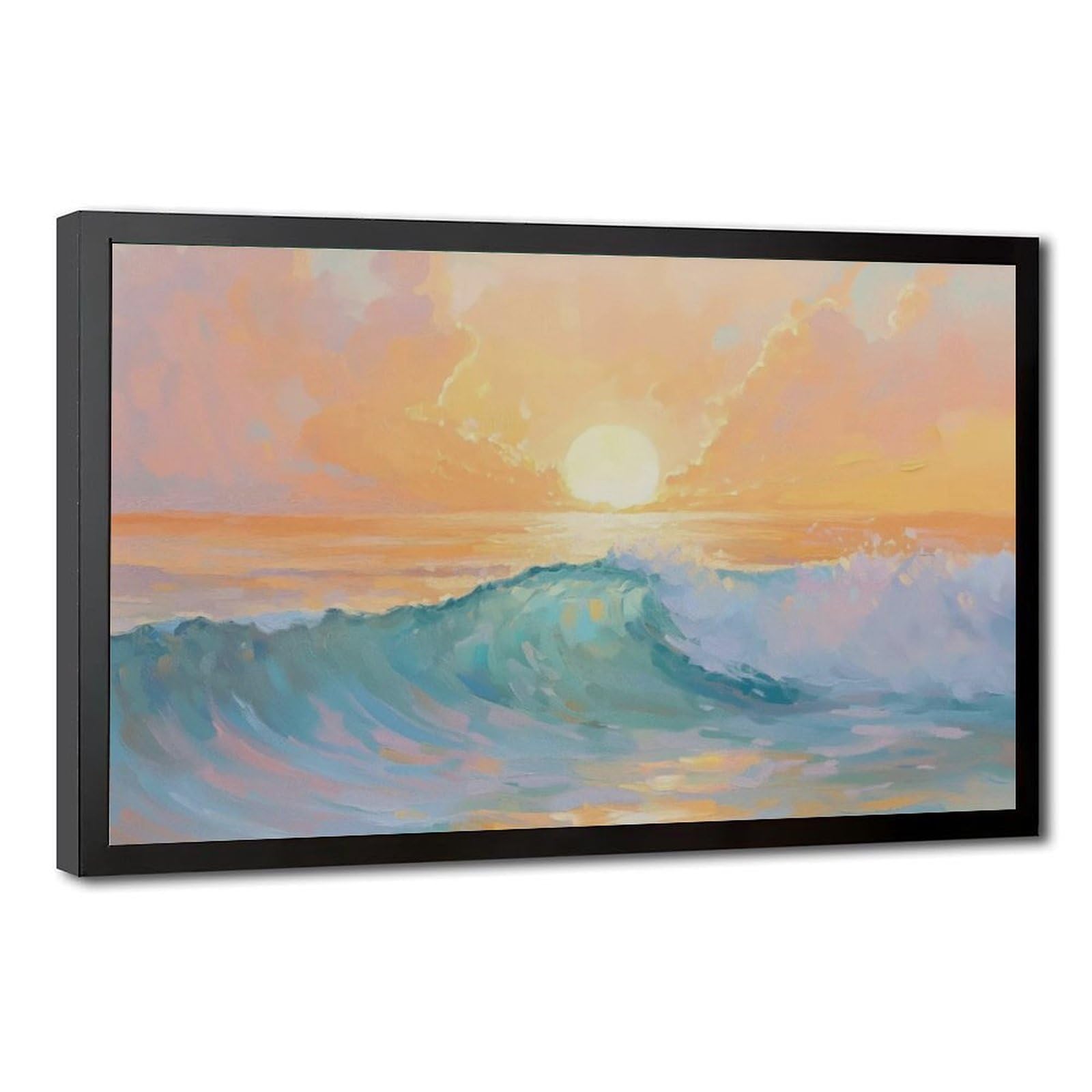 Bareronor Sunset Ocean Wave Canvas Poster for Dorm Room Decor Gift