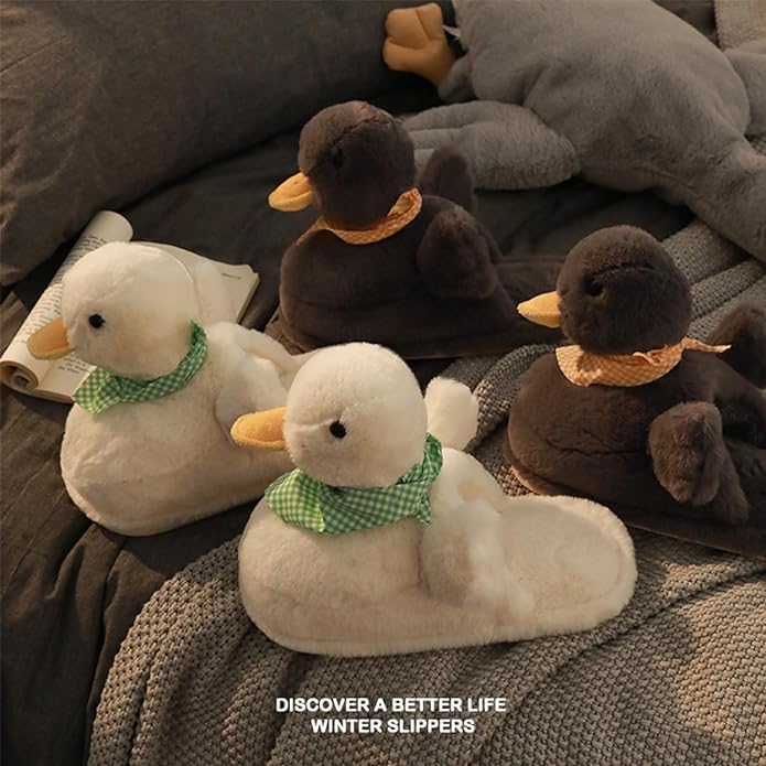 Duck Slippers - Plush Yellow Duck Feet Slippers for Women & Men3