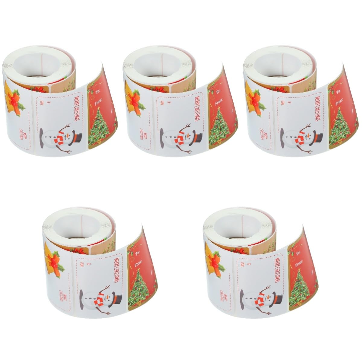 NUOBESTY 5 Rollen Weihnachtsdekorationsaufkleber Nachfüllung aktivieren Innenausstattung Alarm scheckheft scrabbook briefumschläge Geschenkanhänger Aufkleber weihnachtsgeschenketiketten rot