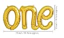 AMFIN® ONE Alphabet Foil Balloons, 1st Birthday Decoration for Boys -Golden gallery image
