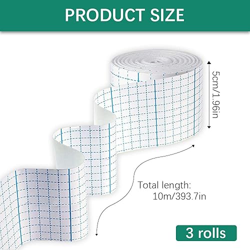 Miniatura 2 de 3 rollos de cinta elástica no tejida, cinta de retención de vendaje, vendajes adhesivos no tejidos con respaldo de fácil liberación, cinta de