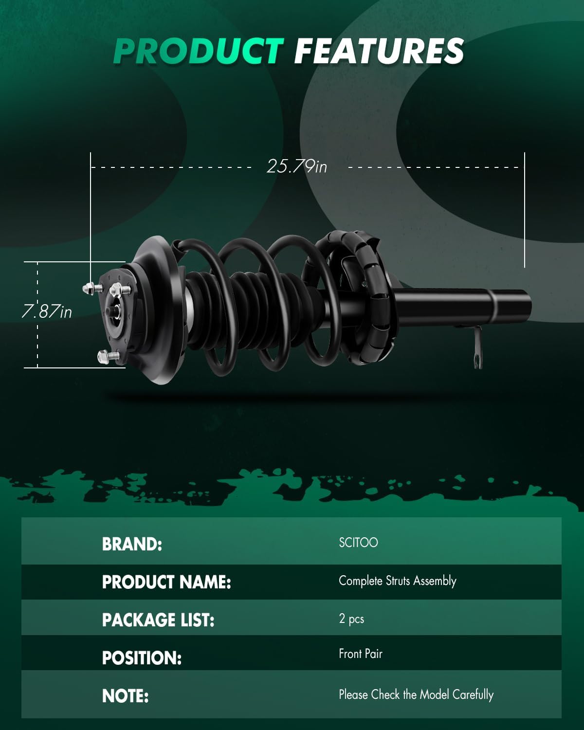 SCITOO Front Strut Assembly Automotive Replace 171505 171504 Quick Struts Shock for Ford Focus - Set of 2