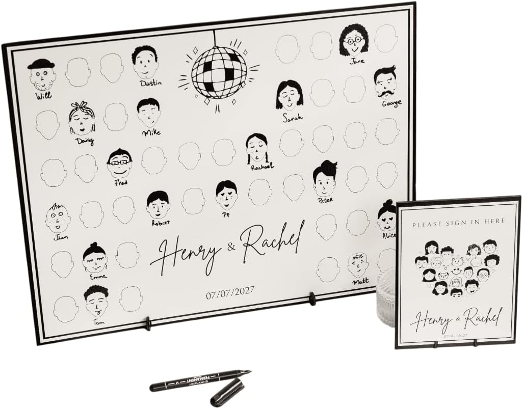 Personalized Wedding Guest Book Alternative: Draw Your Face Reception Game