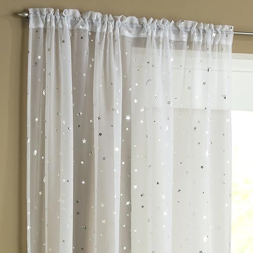 Silver White Voile Curtains Amazon Co Uk