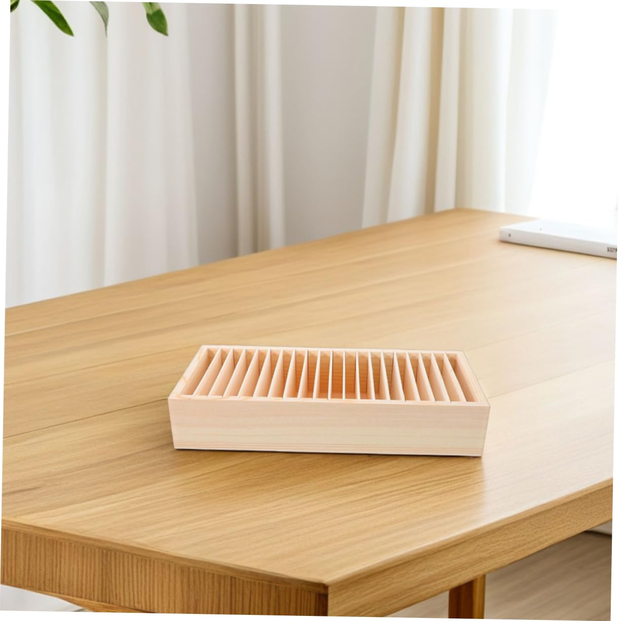 Veemoon Porta Biglietti da Visita e Struttura Staccabile in Legno Beige 2 Pezzi Scomparti Multipli per Organizzare e Conservare Carte da Lavoro in Ufficio o Casa
