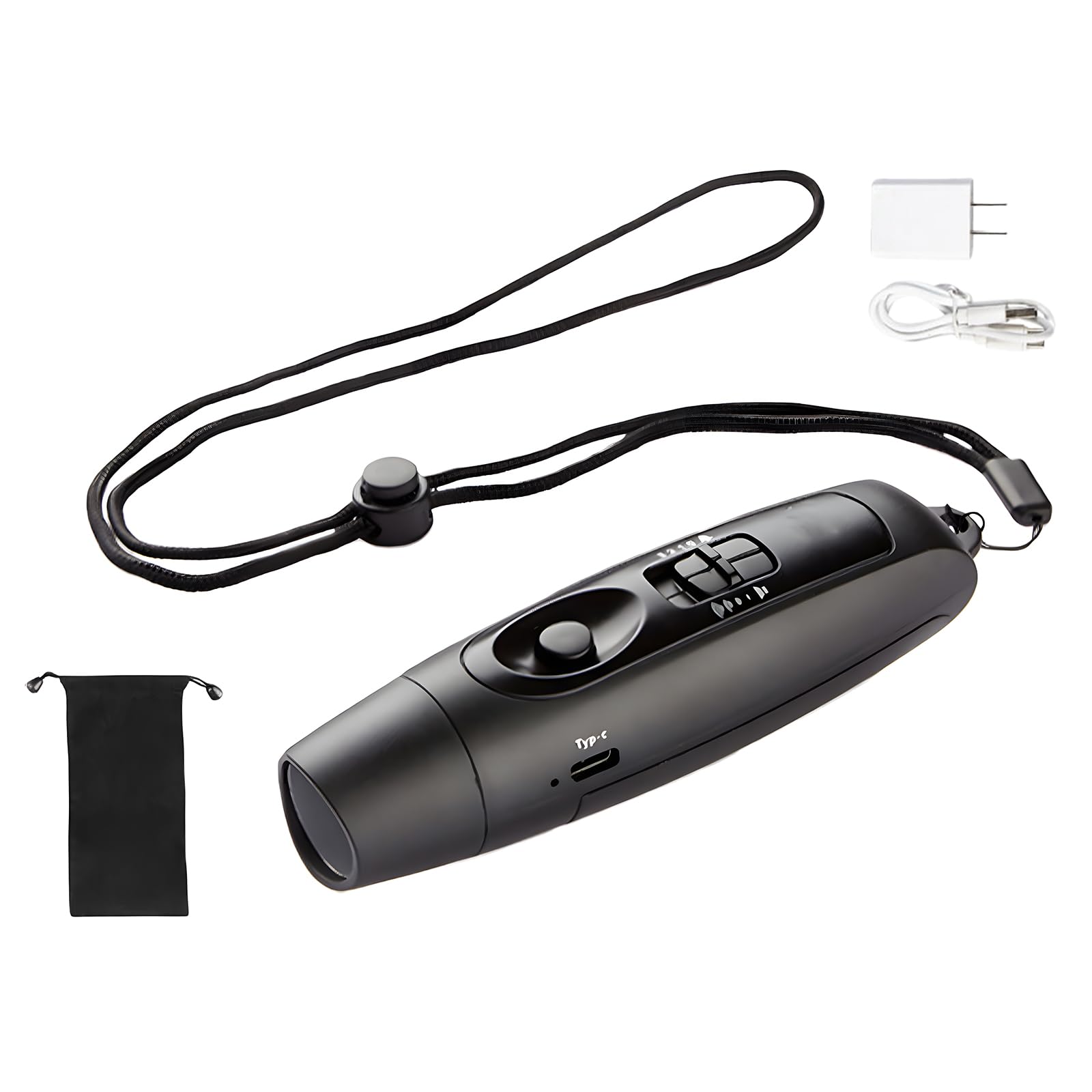 Fischietto elettronico con LED, 3 toni e 2 modalità di luce, fischietto da arbitro ricaricabile USB, fischietto di segnale forte per allenatori, polizia, insegnanti e esterni (nero)
