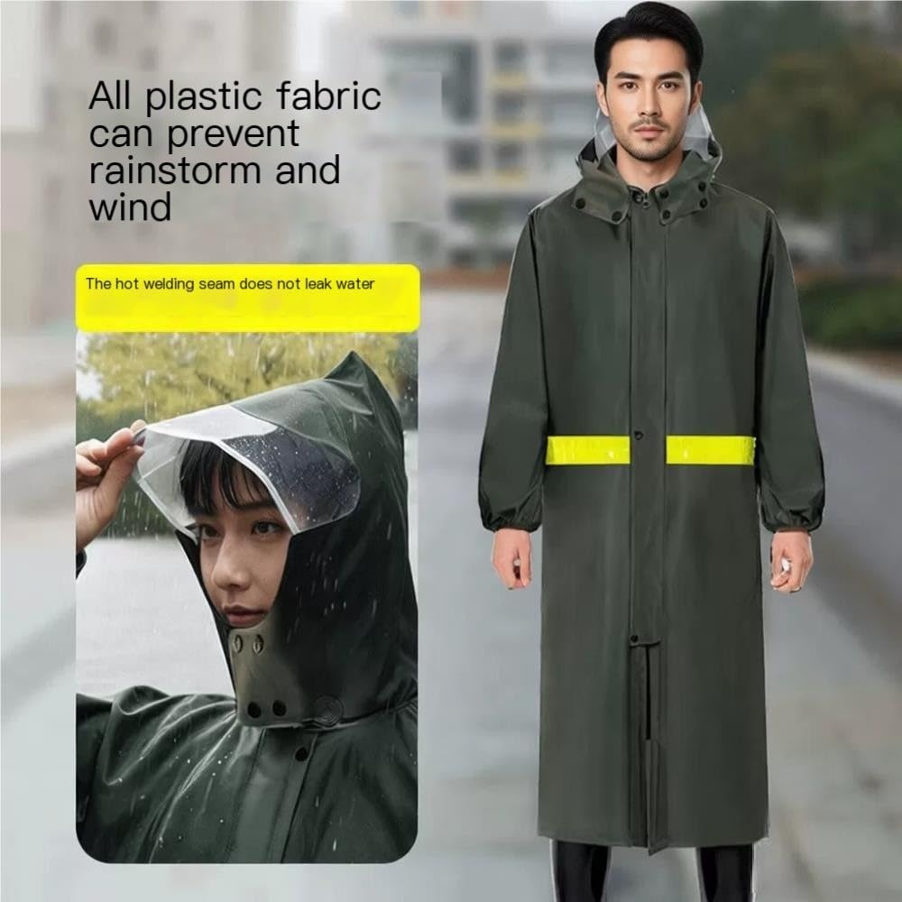 Cappotto antipioggia lungo, giacca antipioggia da lavoro da