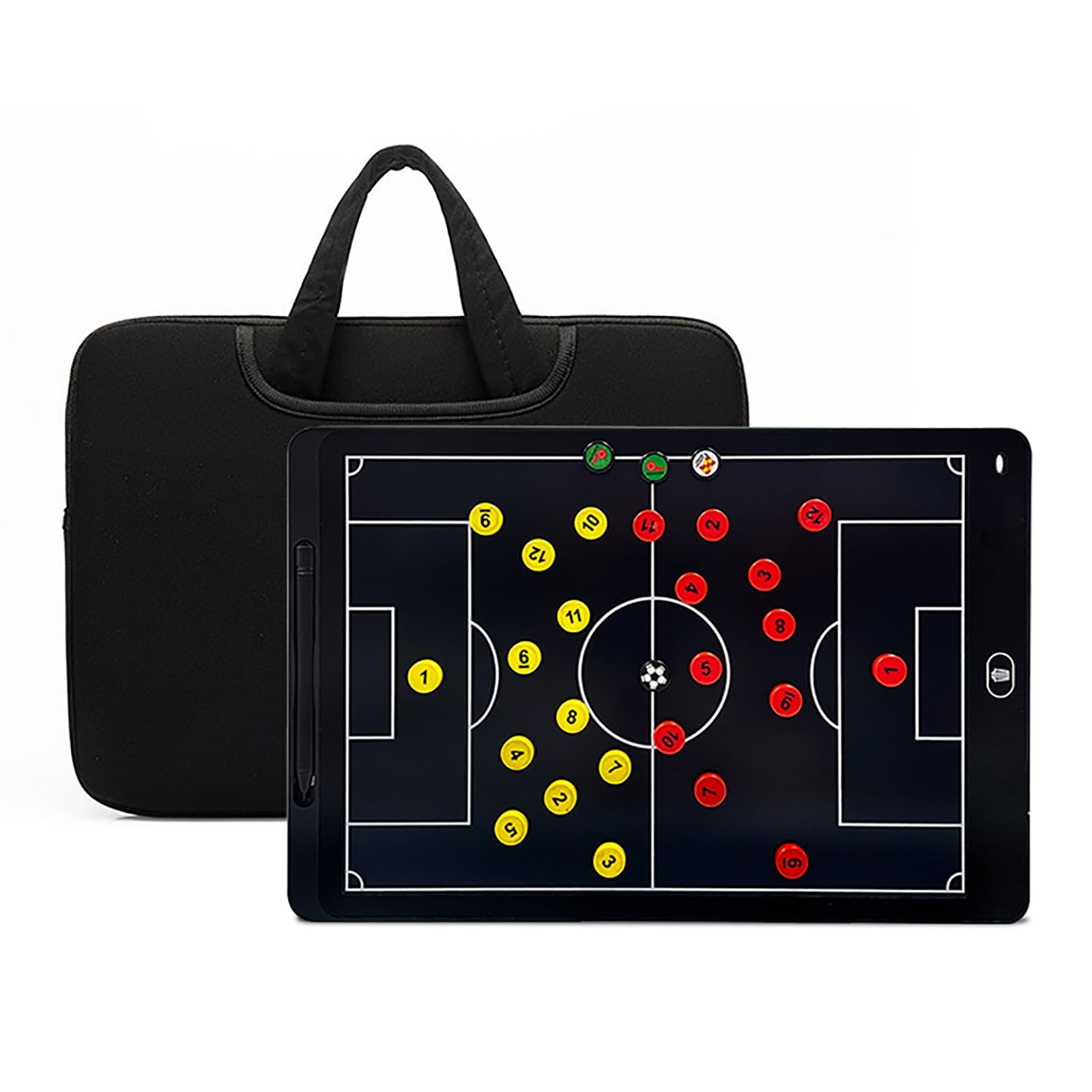 Pizarra LCD para Entrenamiento de Baloncesto, Pizarra Táctica Electrónica Magnética de Fútbol, con Bolígrafo de Inducción, Ligera y Portátil, para Entrenamiento Práctico(Black 2,Medium)