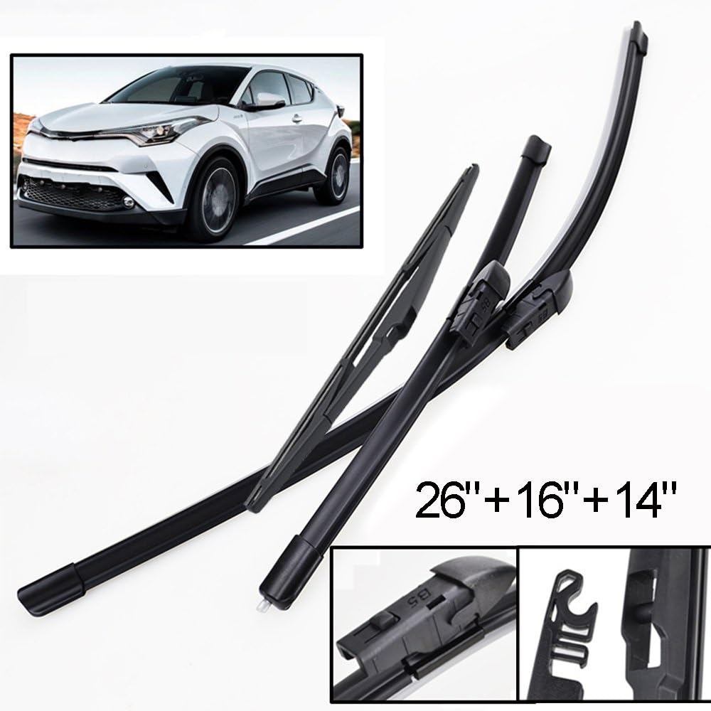 Spazzole Tergicristallo Set Spazzole Tergicristallo Anteriori Posteriori LHD Per Toyota Per C-HR Per CHR 2016-2022 2023 Parabrezza Parabrezza Finestra Spazzole 26 "+ 16" + 14" Tergicristallo Auto
