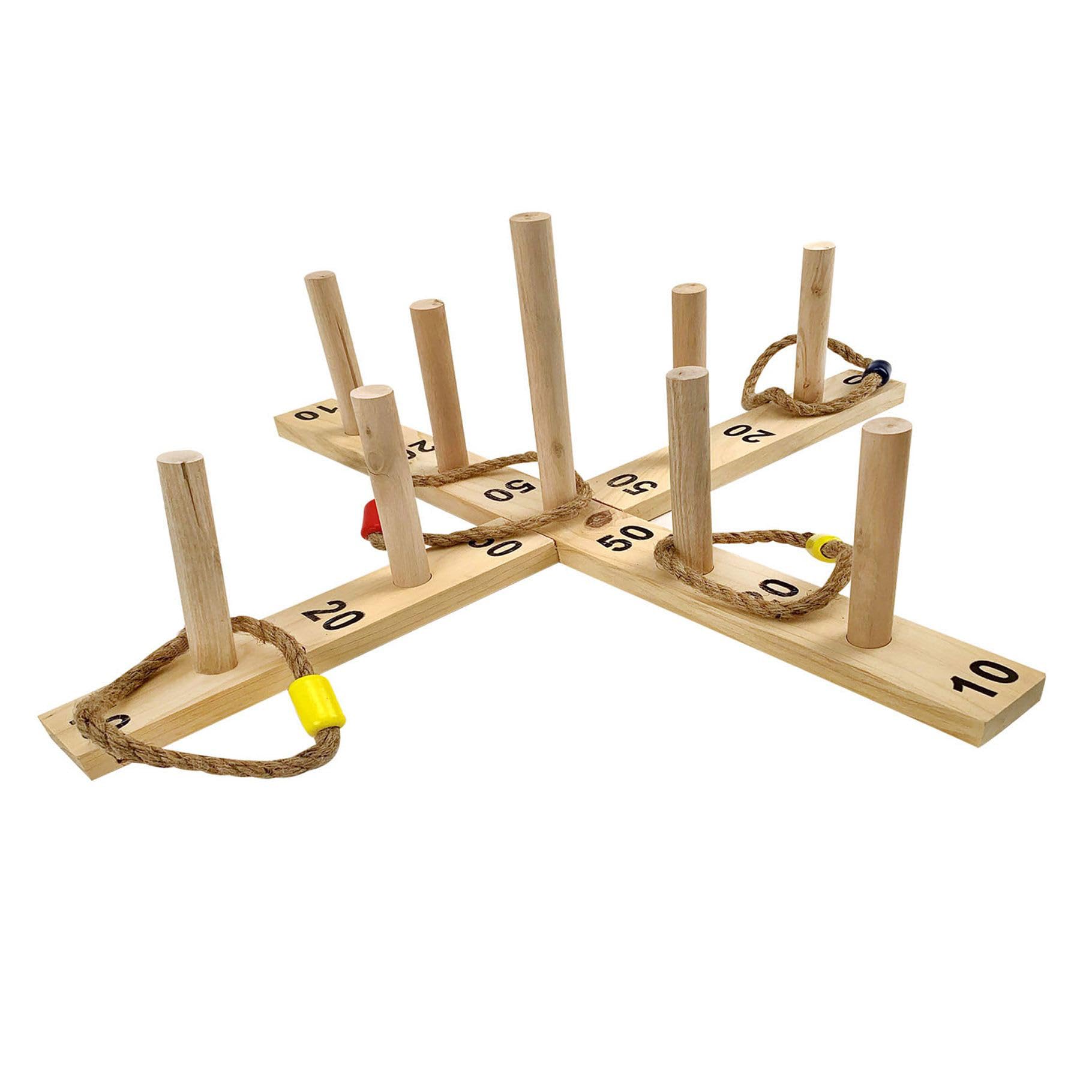 Alert Gioco per lanciare anelli in legno con 6 anelli per bambini.