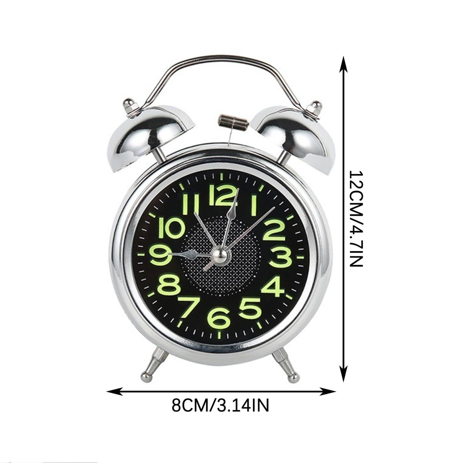 despertador, Reloj de mesa silencioso metal con luz nocturna, estilo retro