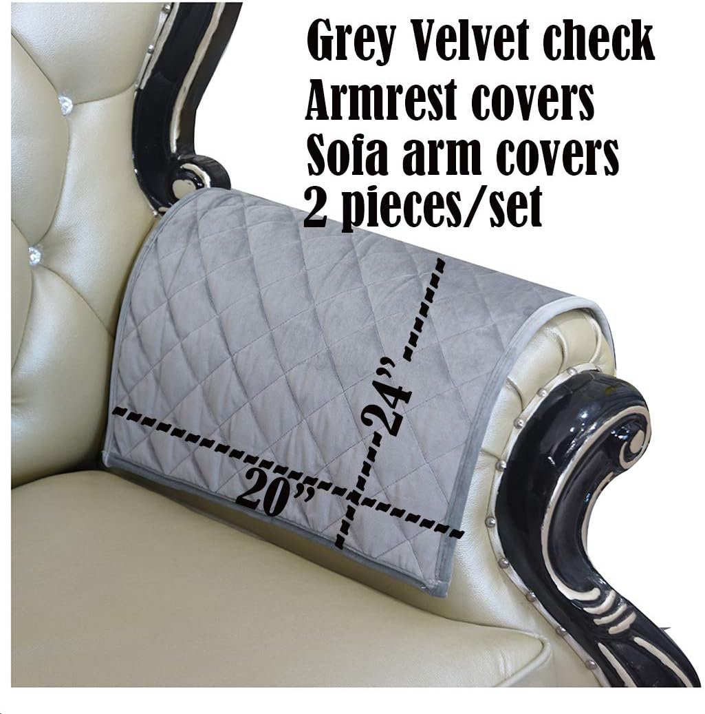 HAOMAIJIA Sofa Armrest Cover, Recliner Chair Arm Cover,Armchair Slipcover Nonslip Quilted Furniture Protector for Leather Sofa Couch (Agray, 20 x24 Inches Sofa Armrest Cover-2 Pieces)