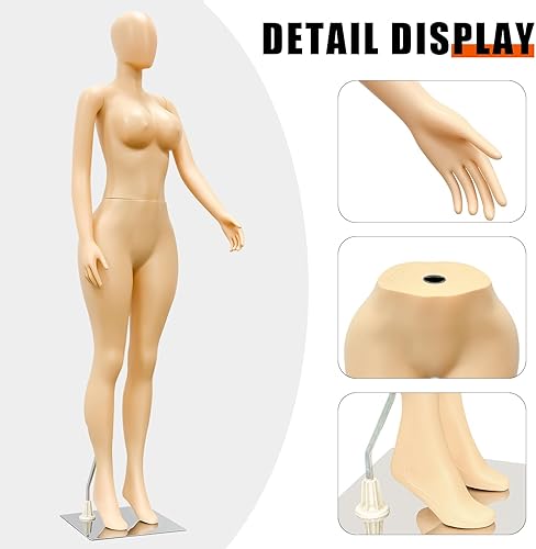 Miniatura 3 de Maniquí femenino de cuerpo completo de 70.8 pulgadas, modelo de cuerpo humano realista, maniquí de exhibición de estilo brasileño con brazos