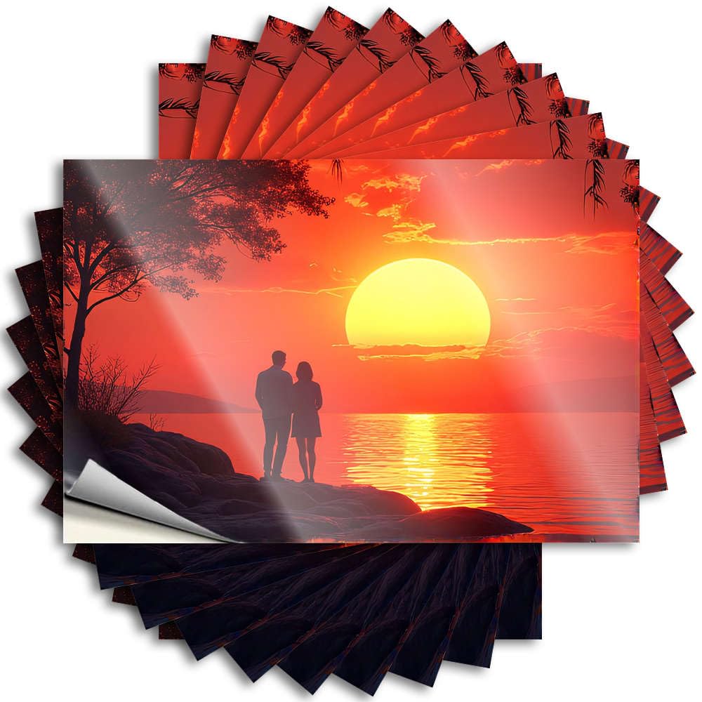 Accent Sticker, Beer Decor Bottle A Couple Watches A Fiery Sunset Over The Ocean | Funny Quote Sports Decals(12X18CM)