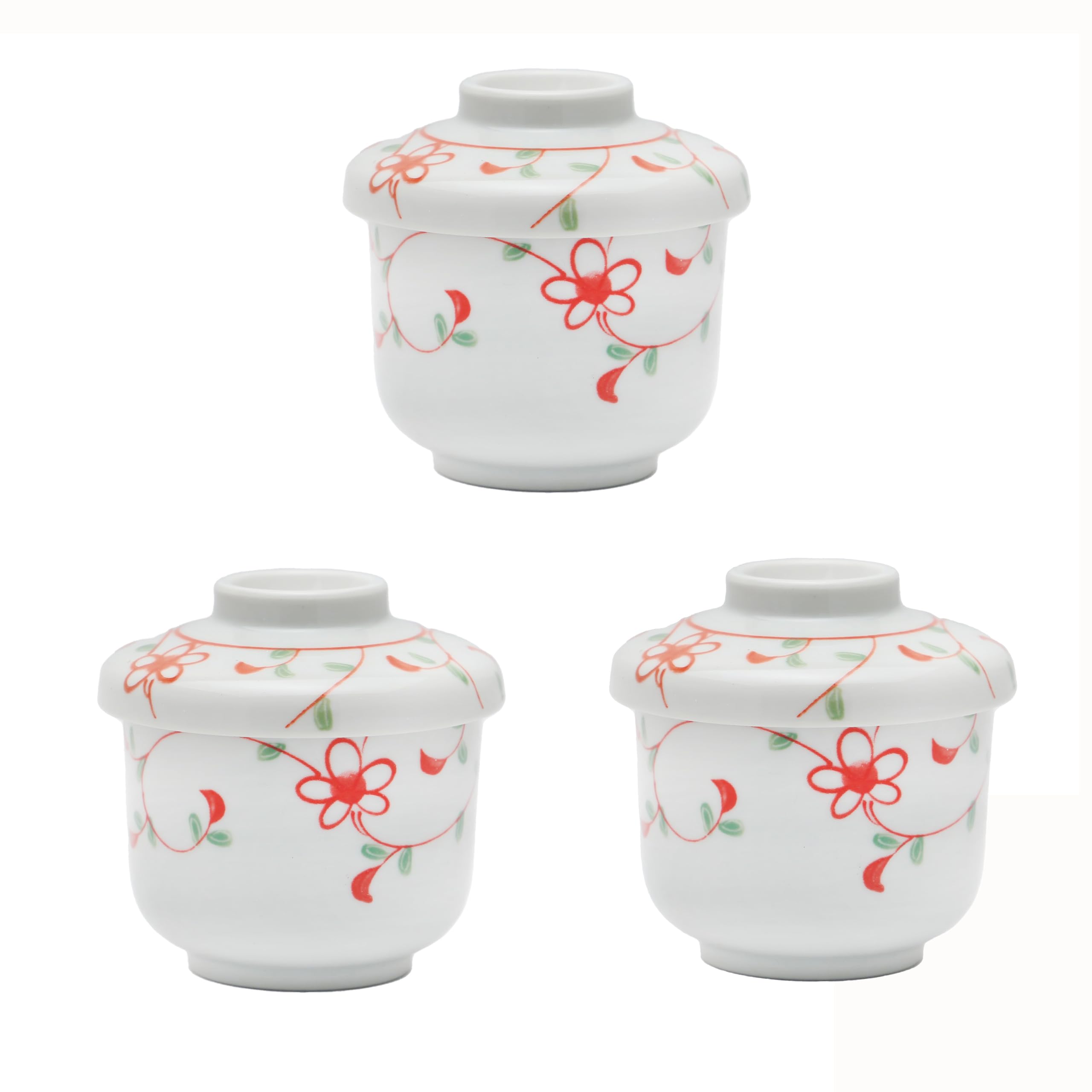 Amazon｜カネセ 蒸し碗 茶碗蒸し碗 茶碗蒸し 器 セット 美濃焼 花赤絵