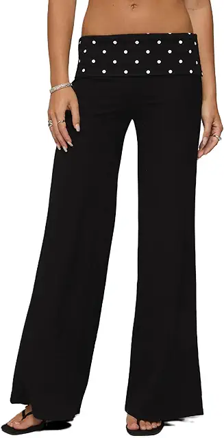 Women's Fold Over Yoga Pants - Y2K Low Rise Flared Leggings