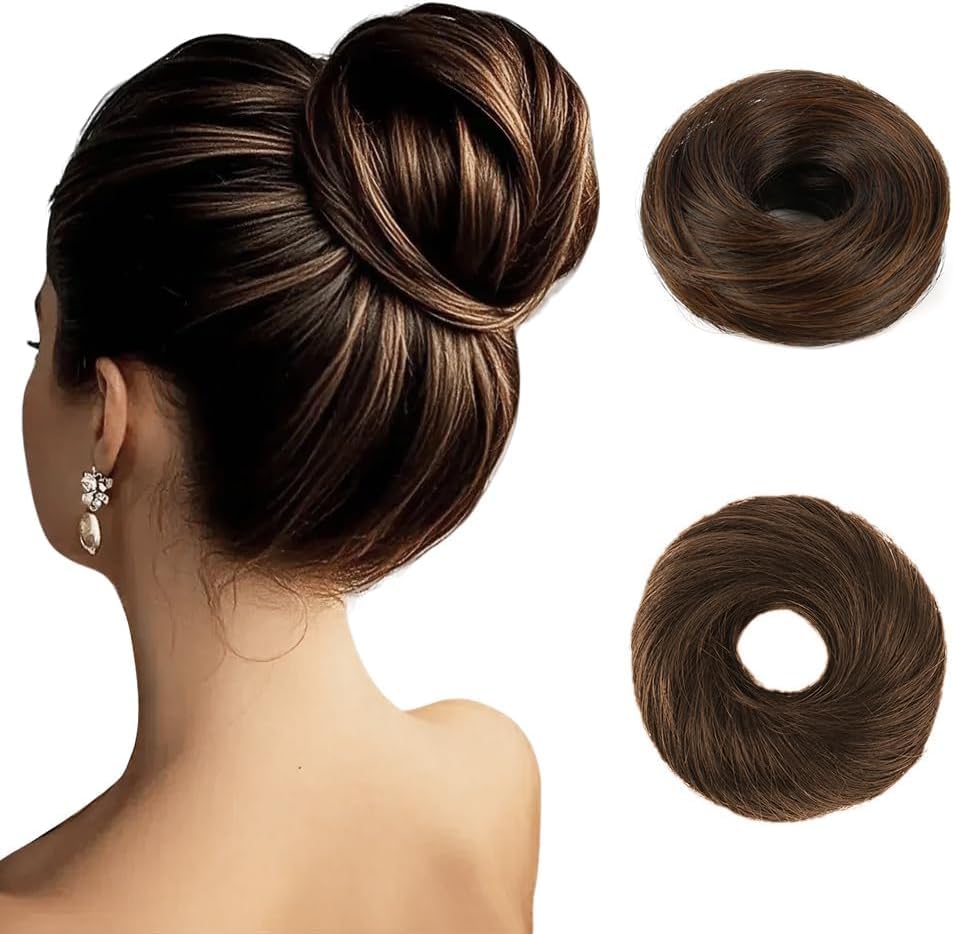 XFSRG Pelucas Mujer Accesorios Pelo Mujer Coleteros De Pelo Natural Flequillo Postizo Moños Postizos Coleta Postizos De Pelo Postizos Moño Y Coletas Adecuado Para Bodas Fiestas(A)