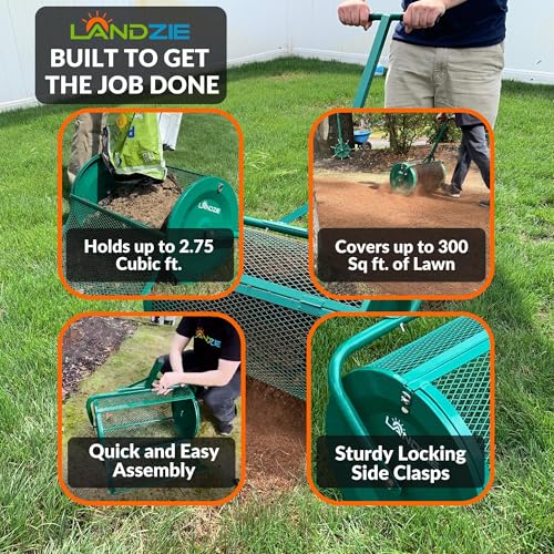 Image of LANDZIE - Compost Spreader 24 Inch, Peat Moss & Top Soil Roller