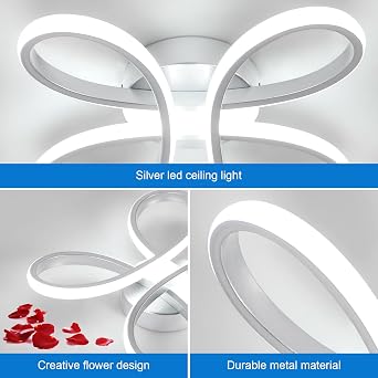 Comely LED Ceiling Lamp, 30W Flower Lamp Design LED Ceiling Lighting | 6500K Cool White LED Ceiling Lights for Living Room, Bedroom [Energy Class E]