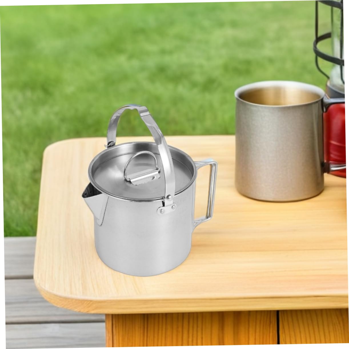Kisangel Hervidor de Agua Portátil de Acero Inoxidable de Exteriores para Camping Senderismo y Picnics Rápido para Hervir Agua