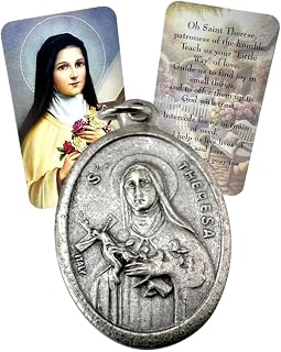 Westmon Works St Therese of Lisieux Medal Set Italian Metal Medallion with Holy Prayer Card