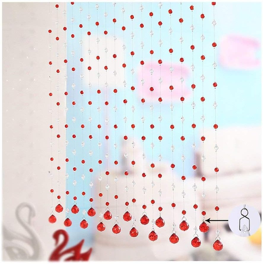 OKUOKA Curtains Bead Curtain Crystal Entrance Living Room Cut Off Summer Shoebox Hanging Curtain 3 Colors 20 Sizes (Color : C, Size : 85x80cm-25 Roots)